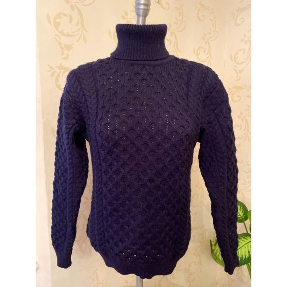 Ireland Aran Sweater Market Sweater Blue Sweater L